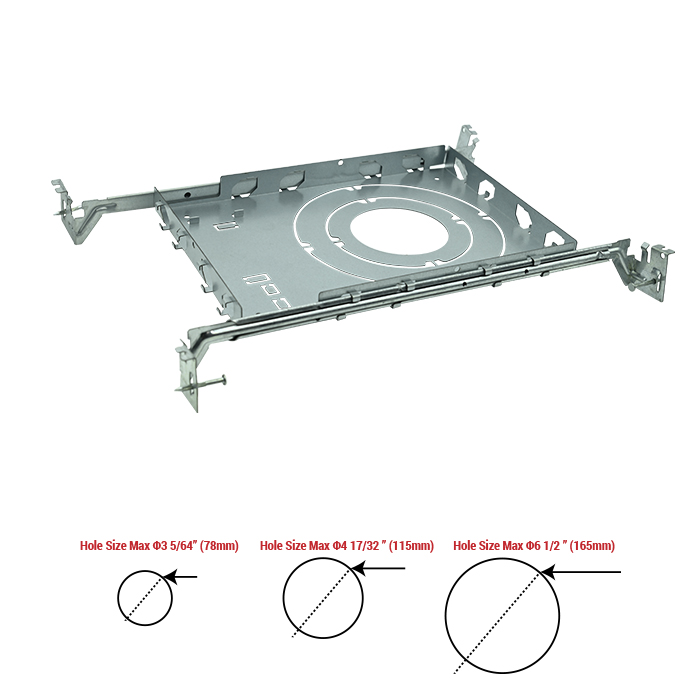New Construction Plate with Adjustable Bars for Downlight