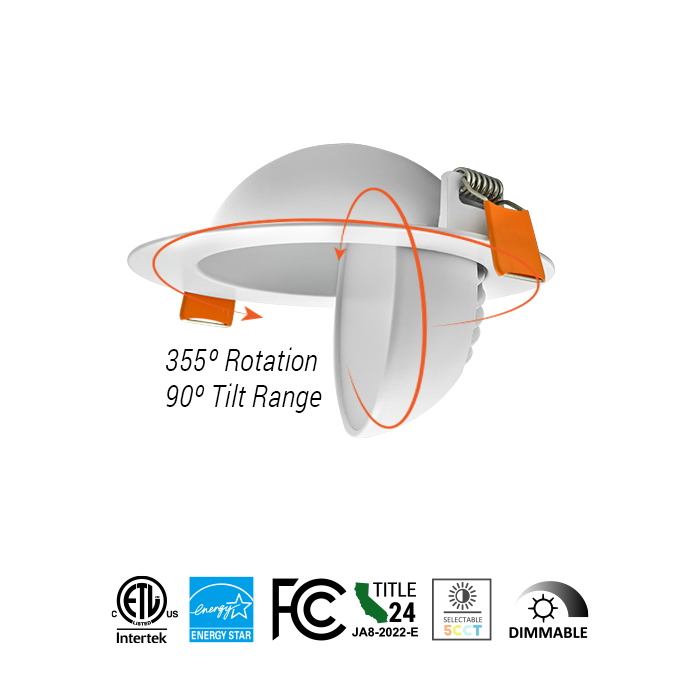 RD01B 5CCT SMD Round Floating Gimbal Recessed Downlight-2-3-4-6inch